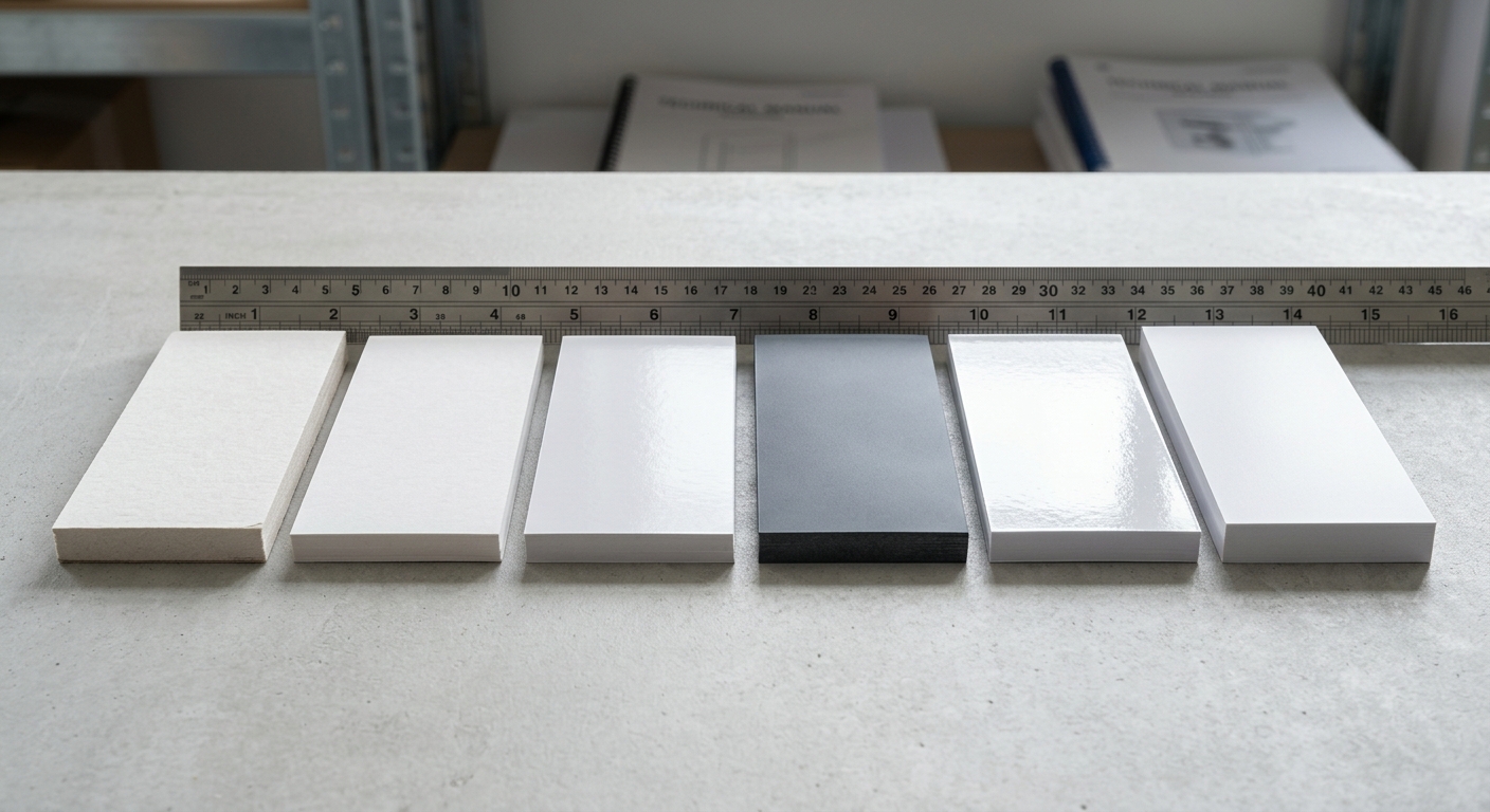 Flash card stock and surface samples for paper selection
